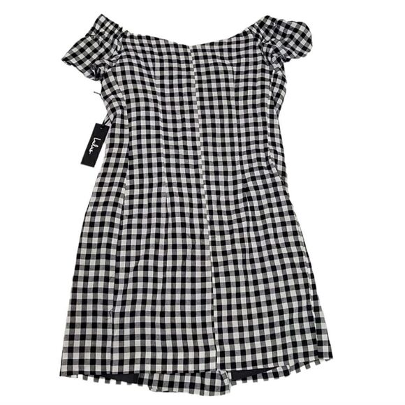 Lulus Check Please Off Shoulder Gingham Dress Nwt - Picture 6 of 12